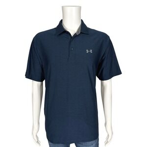 Under Armour Mens HeatGear Loose Fit Polo Shirt Navy Blue Large Short Sleeve